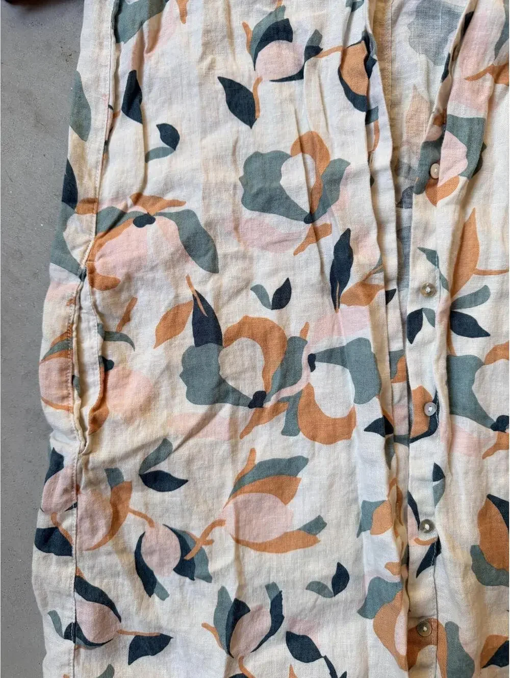 Floral Linen Button Up Tee Shirt Dress Bathing Suit Cover Up